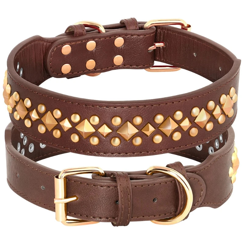 Dark brown leather dog collar